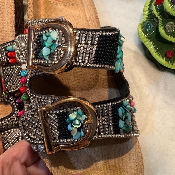Aloha Island Beaded Sandals - Black and Turquoise - Picture 7 of 7